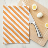 Diagonal orange and white stripes pattern theedoek (Quarter Fold)