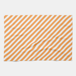Diagonal orange and white stripes pattern theedoek