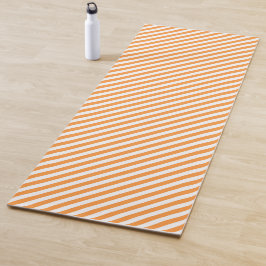 Diagonal orange and white stripes pattern yogamat