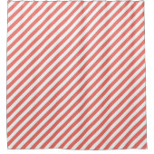 Diagonal pattern of pink and white stripes douchegordijn (Voorkant)