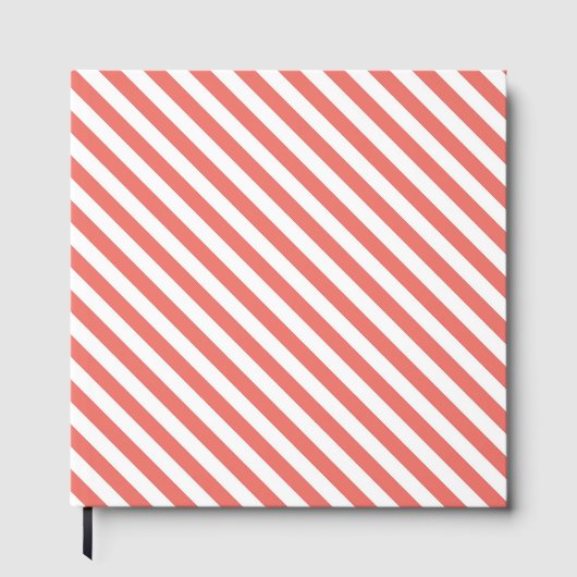 Diagonal pattern of pink and white stripes gastenboek (Voorkant)