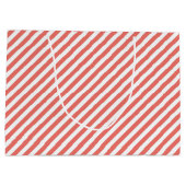 Diagonal pattern of pink and white stripes groot cadeauzakje (Achterkant)