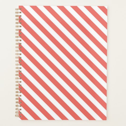 Diagonal pattern of pink and white stripes planner (Voorkant)