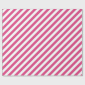 Diagonal pink and white stripes pattern cadeaupapier (Vlak)