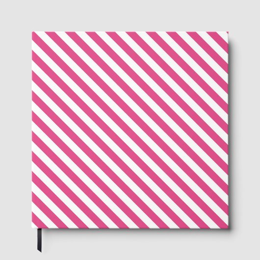 Diagonal pink and white stripes pattern gastenboek (Voorkant)