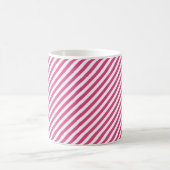 Diagonal pink and white stripes pattern koffiemok (Center)