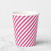 Diagonal pink and white stripes pattern papieren bekers (Achterkant)
