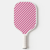 Diagonal pink and white stripes pattern pickleball paddle (Achterkant)