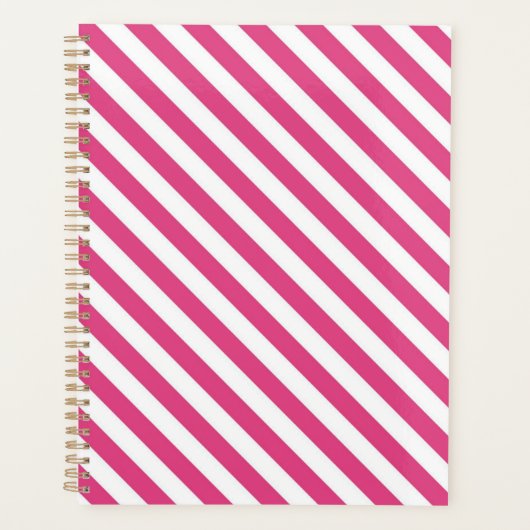 Diagonal pink and white stripes pattern planner (Voorkant)