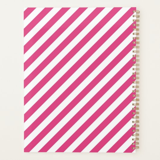 Diagonal pink and white stripes pattern planner (Achterkant)