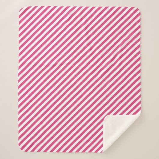 Diagonal pink and white stripes pattern sherpa deken (Voorkant)