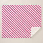 Diagonal pink and white stripes pattern sherpa deken (Voorkant (horizontaal))