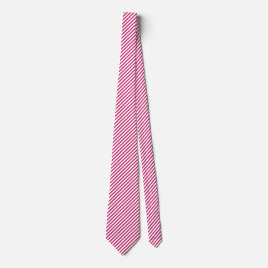 Diagonal pink and white stripes pattern stropdas (Voorkant)
