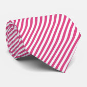 Diagonal pink and white stripes pattern stropdas (Opgerold)