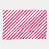 Diagonal pink and white stripes pattern theedoek (Horizontaal)