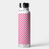 Diagonal pink and white stripes pattern waterfles (Rechts)
