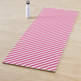 Diagonal pink and white stripes pattern yogamat