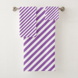 Diagonal purple and white stripes pattern bad handdoek