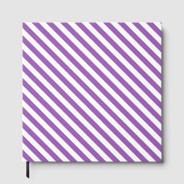 Diagonal purple and white stripes pattern gastenboek