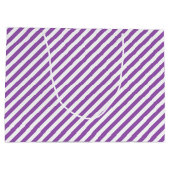 Diagonal purple and white stripes pattern groot cadeauzakje (Achterkant)