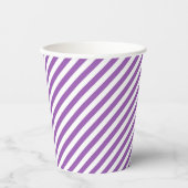 Diagonal purple and white stripes pattern papieren bekers (Voorkant)