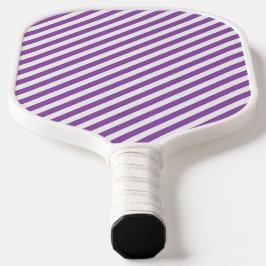 Diagonal purple and white stripes pattern pickleball paddle