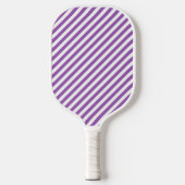 Diagonal purple and white stripes pattern pickleball paddle (Voorkant)