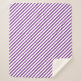 Diagonal purple and white stripes pattern sherpa deken