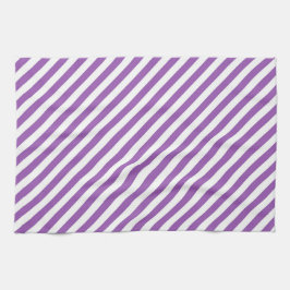 Diagonal purple and white stripes pattern theedoek