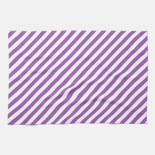 Diagonal purple and white stripes pattern theedoek (Horizontaal)