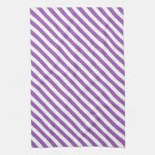 Diagonal purple and white stripes pattern theedoek (Verticaal)