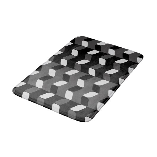 Diagonal Rectangles Black Dark Gray Badmat (Gekanteld)