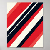 Diagonal Red and Black Stripes on light Beige  Poster (Voorkant)