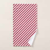 Diagonal red and white stripes pattern bad handdoek (Handdoek)