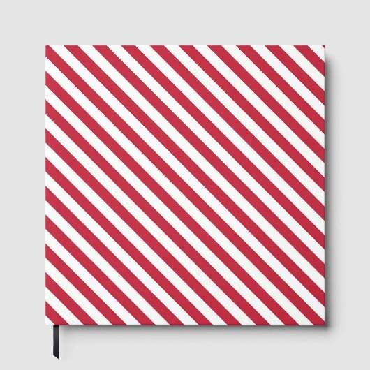 Diagonal red and white stripes pattern gastenboek (Voorkant)
