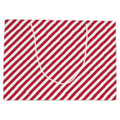 Diagonal red and white stripes pattern groot cadeauzakje (Achterkant)