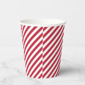 Diagonal red and white stripes pattern papieren bekers (Rechts)