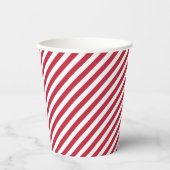 Diagonal red and white stripes pattern papieren bekers (Voorkant)
