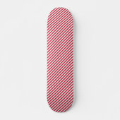 Diagonal red and white stripes pattern persoonlijk skateboard (Voorkant)