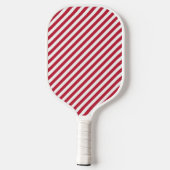 Diagonal red and white stripes pattern pickleball paddle (Achterkant)