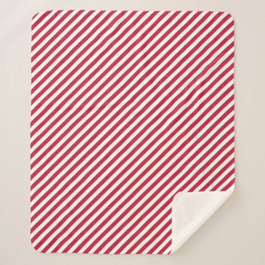 Diagonal red and white stripes pattern sherpa deken (Voorkant)