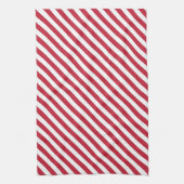 Diagonal red and white stripes pattern theedoek (Verticaal)