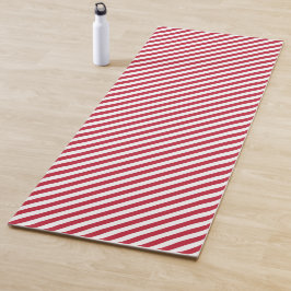 Diagonal red and white stripes pattern yogamat