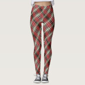 Diagonal Red Black Green Plaid Fabric Leggings (Voorkant)