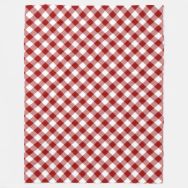 Diagonal Red en White Gingham Pset Fleece Deken
