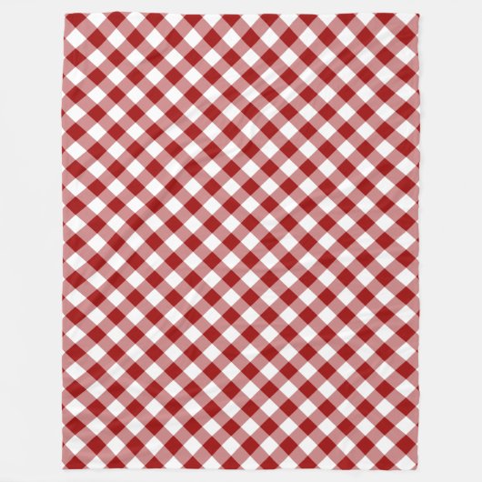 Diagonal Red en White Gingham Pset Fleece Deken (Voorkant)