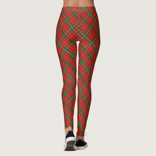 Diagonal Red Green Small-Scale Plaid Leggings (Achterkant)