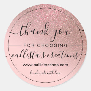 Diagonal Roos Gold Blush Pink Ombre Dank u Ronde Sticker