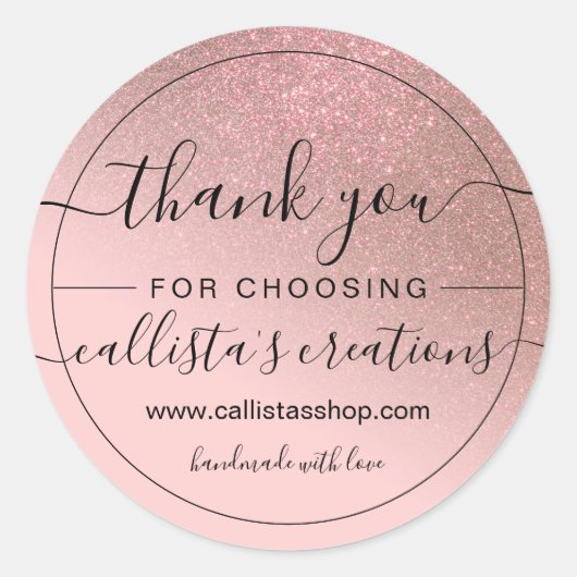 Diagonal Roos Gold Blush Pink Ombre Dank u Ronde Sticker (Voorkant)