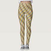 Diagonal Stripe Gold Silver Metallic Glossy Leggings (Voorkant)